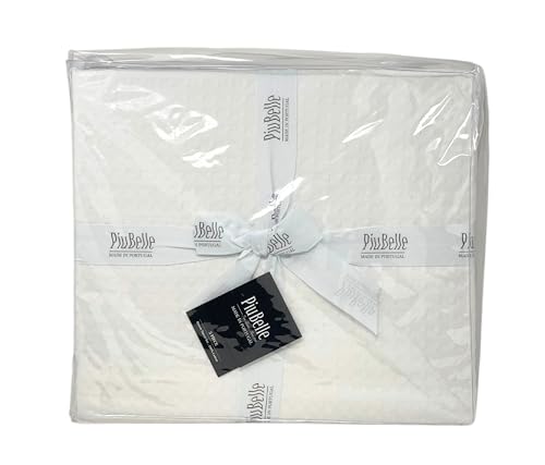 Piu Belle PiuBelle Portugal Luxurious 3 Piece Soft 100% Cotton White Textured Polka Dots Duvet Cover and Shams Set (Queen)