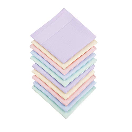 HOULIFE Ladies 100% 60S Cotton Handkerchiefs Womens Solid Candy Color Hankies for Wedding Party 16x16