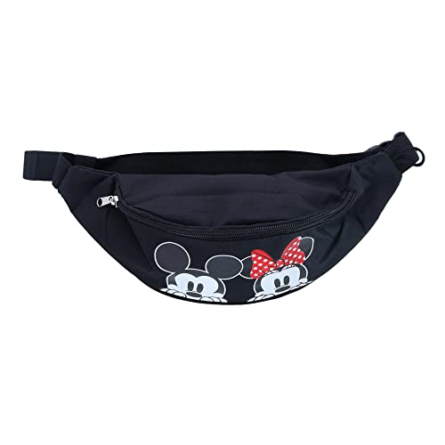 Jerry Leigh Disney Peeking Mickey Mouse and Minnie Mouse Fanny Waist Pack, Black, one size