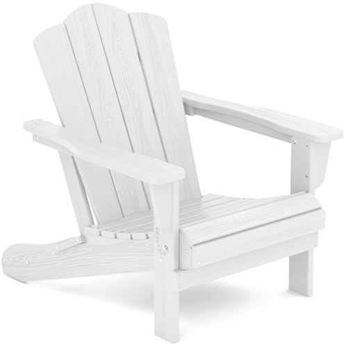 KINGYES Folding Adirondack Chair, HDPE All-Weather Folding Adirondack Chair, White