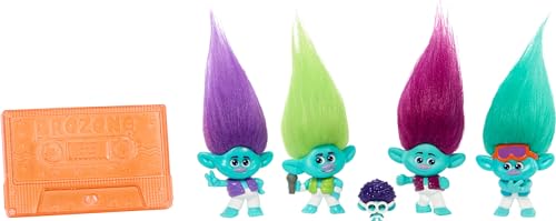Mattel ​DreamWorks Trolls Band Together BroZone On Tour Set with 5 Small Dolls & Tape Cassette Stand, Collectible Toy Inspired by the Movie