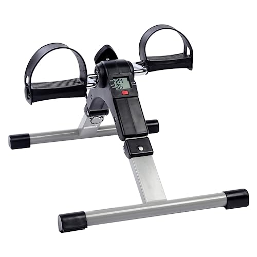 YSSOA Folding Pedal Exercise Bike, Under Desk Bike Pedal Exerciser, Mini Exercise Bike for Arms and Legs Workout, Folding Exercise Peddler Portable with Digital Monitor, Resistance Adjustable,Black