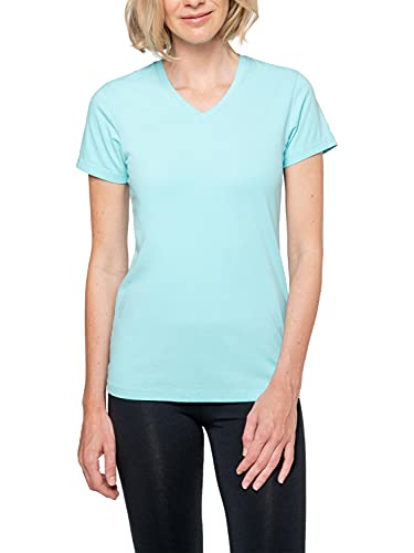 Insect Shield Women's UPF Dri-Balance Short Sleeve V-Neck T-Shirt, Aqua, Medium