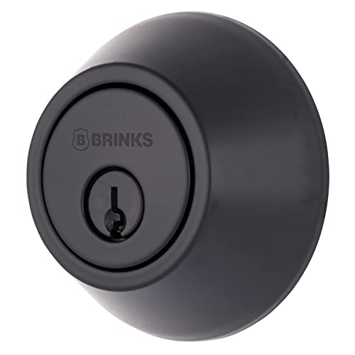 BRINKS - Transitional Single Cylinder Deadbolt, Matte Black - Built for Rigorous Residential Protection with ANSI Grade 2 Security (E2401-122)