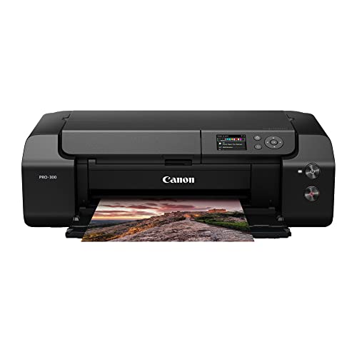 Canon imagePROGRAF PRO-300 Wireless Color Wide-Format Printer, Prints up to 13'X 19', 3.0' LCD Screen with Profession Print & Layout Software and Mobile Device Printing, Black, One Size