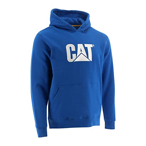 Caterpillar Men's Trademark Hoodies with Embroidered CAT Front Logo, S3 Cord Management System and Pouch Pocket, Memphis Blue, XX-Large