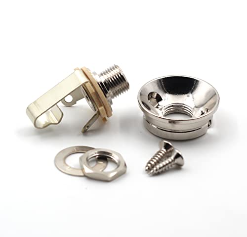 Electrosocket Jack Plate for Telecasters - Polished Nickel Finish + Switchcraft J11 Mono Jack