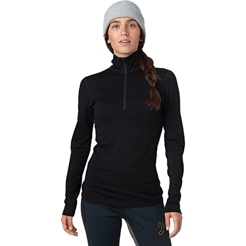 Icebreaker Merino Womens 200 Oasis Long Sleeve Thermal Cold Weather Half Zip Base Layer Top, Large, Black