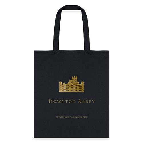 Spreadshirt Downton Abbey Logo Highclere Castle Tote Bag, One Size, black