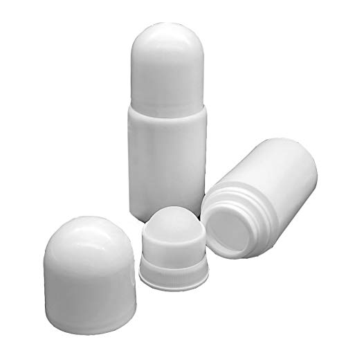 Haifly GSHLLO 4 PCS 50ml White Plastic Empty Roller Bottles Refillable Roll On Bottles Cosmetic Container