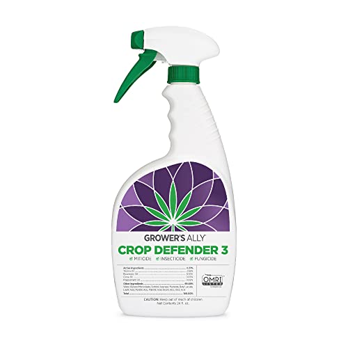Grower's Ally Crop Defender 3 | Natural, Safe & Organic Insecticide & Fungicide Control for Plants - Powdery Mildew, Spider Mites & Russet Mite Killer – 24 oz Ready-to-Use, OMRI Listed
