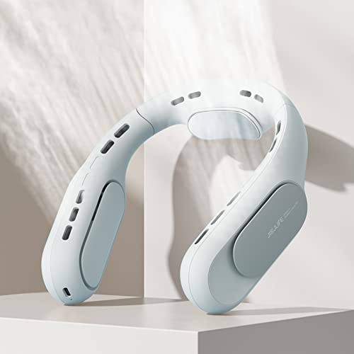 JISULIFE Portable Ultimate Bladeless Neck Fan, 【3+1 Speeds】 Rechargeable Personal Fan for Neck with Multi Motors, USB Wearable Fan for Home, Office, Xmas Gifts, with Metal Neck Brace - Space Grey