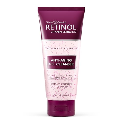 Retinol Anti-Aging Gel Cleanser – Gently Cleans Impurities From Pores & Exfoliates for Soft, Smooth Skin – Antioxidant-Rich Micro-Beads w/ Vitamin A & E Maximize Renewing Benefits Of Retinol