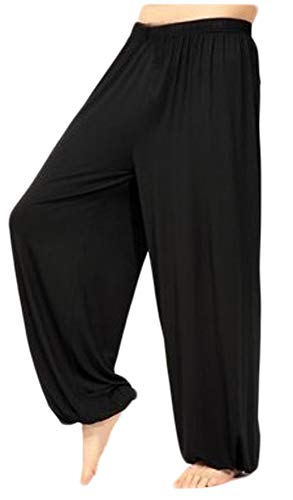 AvaCostume Men's Lightweight Loose Yoga Pants Elastic Waist Modal Yoga Harem Pants Black M