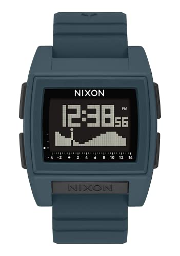 NIXON Base Tide Pro A1307 - Dark Slate - Digital Watch for Men and Women - Water Resistant Surfing, Diving, Fishing Watch - Water Sport Watches for Men - 42mm Watch Face, 24mm PU Band
