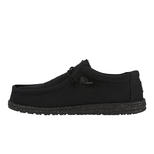 Hey Dude Men's Wally Wally Canvas Mono Black Size 11 | Men’s Shoes | Men's Slip-on Loafers | Comfortable & Light-Weight
