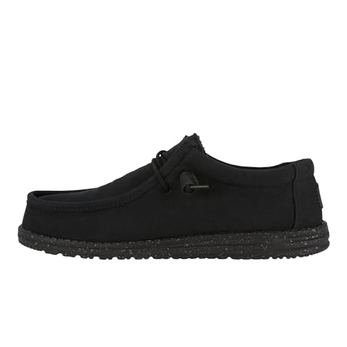 Hey Dude Men's Wally Wally Canvas Mono Black Size 10 | Men’s Shoes | Men's Slip-on Loafers | Comfortable & Light-Weight