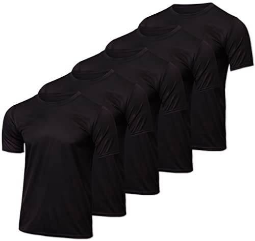 5 Pack:Men’s Mesh Active Wear T-Shirt Essentials Performance Workout Gym Training Quick Dry Fit Dri Tech Breathable Short Sleeve Crew Under Shirt Athletic Sport Running Top Exercise SPF- Set 1 S