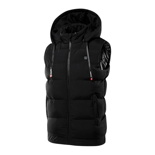 Zeiyignr Men's Hooded Heated Vest with 9 Heat Zones Lightweight USB Charging Heating Vest Warm Zip Up Electric Heated Jacket