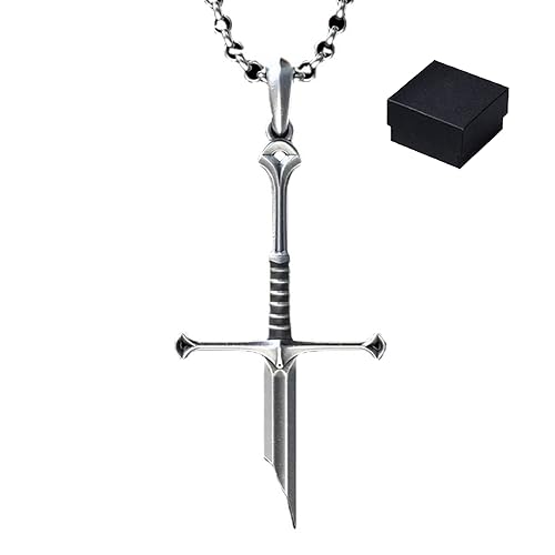Silver-Plated Broken Sword Pendant, New Lord Necklace, Knight Sword Necklaces, Men Gothic Samurai Sword Broken Sword Necklace,Cloud Pattern Pendant Jewelry Gift for Men (Silver)