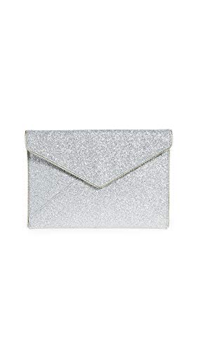 Rebecca Minkoff Women's Glitter Leo Clutch, Silver, One Size