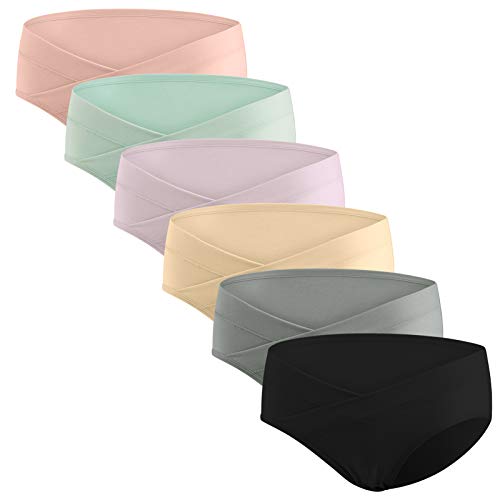 Angelhood 6 Pack Womens Maternity Underwear,Healthy Maternity Pregnancy Panties Postpartum Mother Under Bump Underwear Large