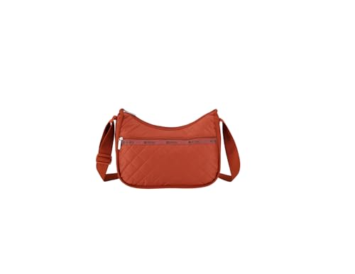 LeSportsac Cinnebar Deboss Classic Hobo Crossbody Bag + Cosmetic Bag, Style 7520/Color M219, Earthy & Sultry Cinnamon Hue, Zesty Neutral Evokes Strength, Unique Quilted Debossed Specialty Pattern