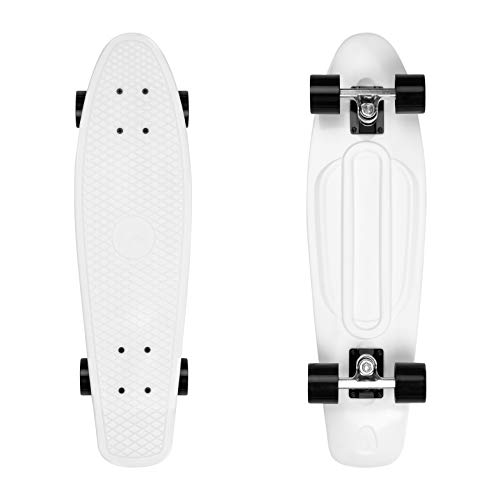 Retrospec Quip Mini Cruiser Skateboard 22.5' and 27' Classic Retro Plastic Cruiser Complete Skateboard with ABEC 7 Bearings and PU Wheels Compact Board with Grippy, Molded Waffle Deck