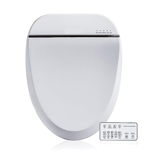 ZMJH A102S-W Bidet Toilet Seat, Elongated Smart Unlimited Warm Water, Vortex Wash, Electronic Heated, Warm Air Dryer, Rear and Front Wash, Remote Control, LED Light, Need Electricity, White