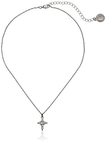 The Vatican Library Collection Silver-Tone Crystal Cross Pendant Necklace, 16'