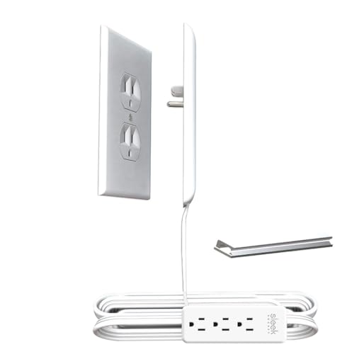 Sleek Socket - The Orignal & Patented Pet Proofing Outlet & Plug Concealer with Protective Cord Clips, 3 Outlet Power Strip, 8-Ft Cord, Universal Size (Safeguards from Chewing Dangerous Cords)