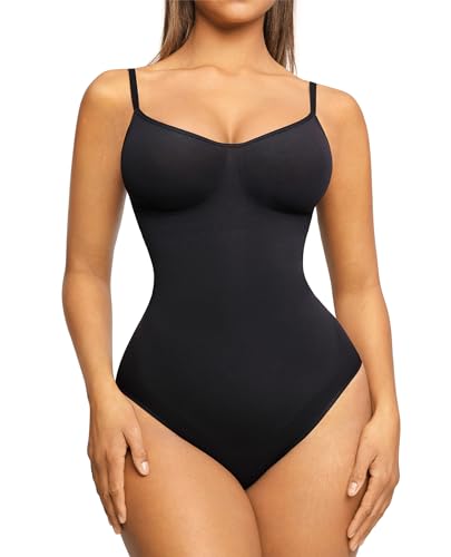 FeelinGirl Body Shaper for Women Tummy Control Butt lifter Shapewear Bodysuit Faja Shapewear for Women Black XS-S