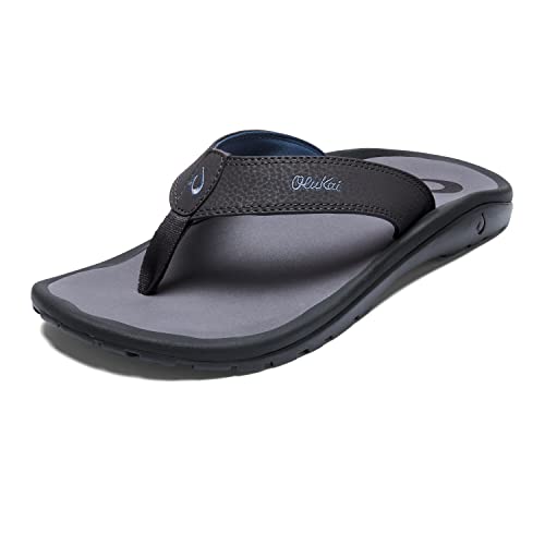 OLUKAI Ohana Men's Beach Sandals, Quick-Dry Flip-Flop Slides, Water Resistant & Lightweight, Compression Molded Footbed & Ultra-Soft Comfort Fit, Pavement/Pavement, 11