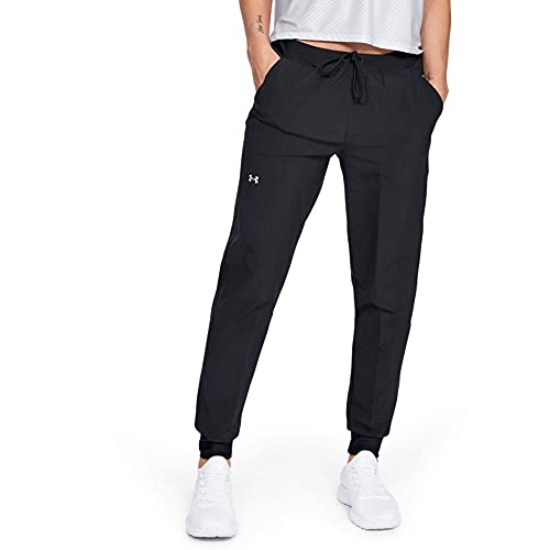 Under Armour Women's Armour Sport Woven Pants , Black (001)/Metallic Silver , Medium