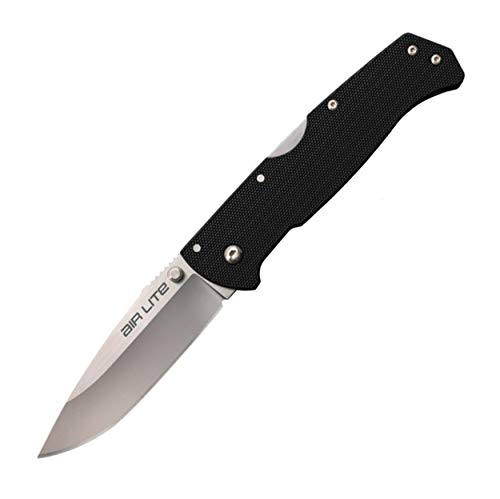 Cold Steel Air Lite Folding Knife with Japanese 10A Steel Blade, Tri-Ad Lock, Pocket Clip and G-10 Handle, Drop Point,Silver/Black