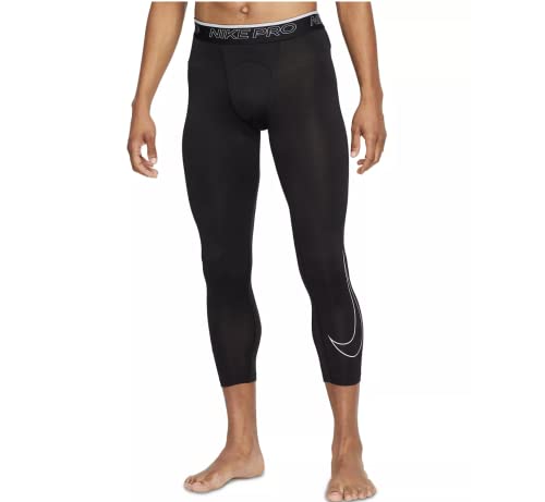 Nike Pro Dri-FIT Men's 3/4 Tights (as1, Alpha, x_l, Regular, Regular, Black/White, X-Large)