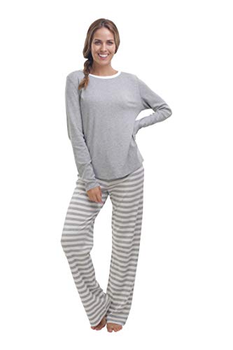 jijamas Incredibly Soft Pima Cotton Women’s Pajama Set The Soul Mate in Heather Grey - S
