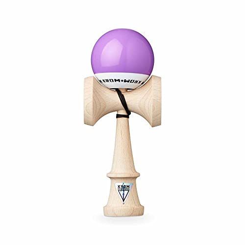 KROM - Kendama Toy POP LOL Lavender - High Wood Quality - Extra Strong - for Beginner and Pro - Gift Pack : Extra String + Stickers