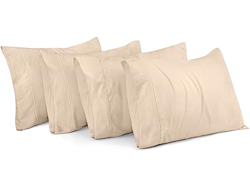 Utopia Bedding Queen Pillow Cases - 4 Pack - Envelope Closure - Soft Brushed Microfiber Fabric - Shrinkage and Fade Resistant Pillow Cases Queen Size 20 X 30 Inches (Queen, Beige)