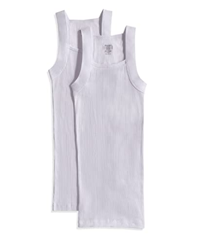 2(X)IST mens Essential Cotton Square Cut Tank 2-pack Base Layer Top, Pure White, X-Large US