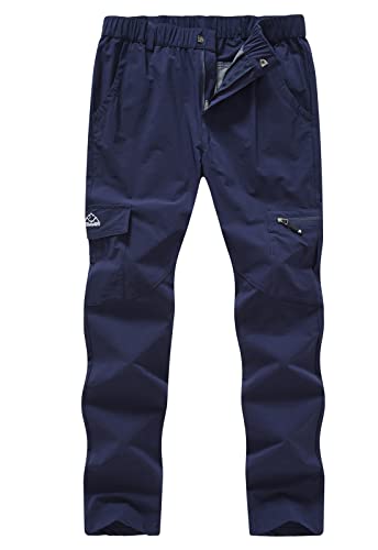 YSENTO Women's Hiking Pants Pockets Quick Dry Water Resistant UPF 50 Stretch Utility Work Cargo Pants Straight Leg Navy Size XL