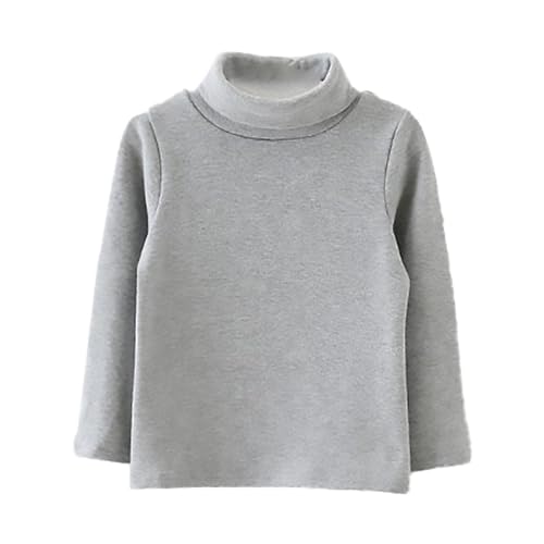 0 4Y Toddler Girl Pullover Sweater Turtleneck Tops Solid Shirt Kids Hoodie Long Sleeve T Shirt (Grey, 12-18 Months)