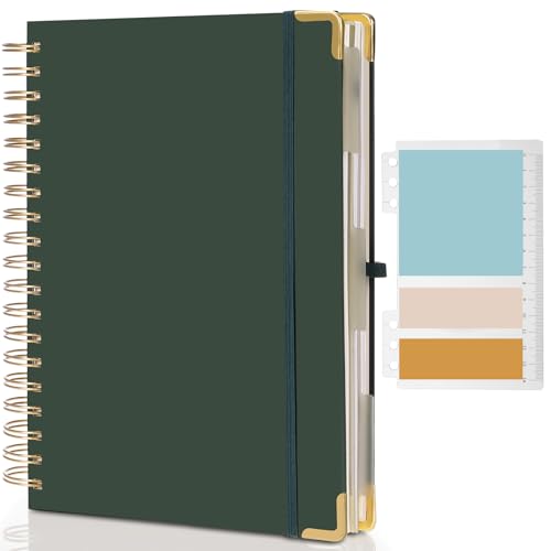 EOOUT Spiral Notebook, 7 x 10 Inches, B5 College Ruled Notebook with Dividers, 300 Page Hardcover Leather Notebook Journal, 3 Subject Notebook for Work, School