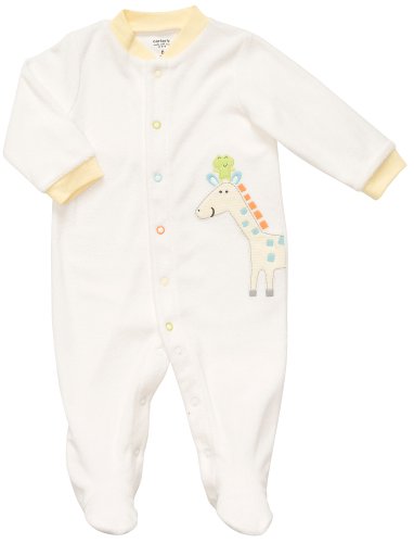 Carter's Terry Snap - White Solid Giraffe-Nb