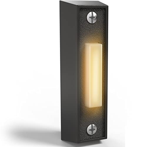 Newhouse Hardware LED Lighted Sturdy Plastic Door Chime Push Button BT4BL Black | Classic Rectangular Lighted Door Bell Button | Replacement Wired Doorbell Button for Most Door Bell Chimes