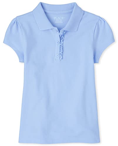 The Children's Place Girls Short Sleeve Ruffle Pique Polo,Daybreak Single,S (5/6)