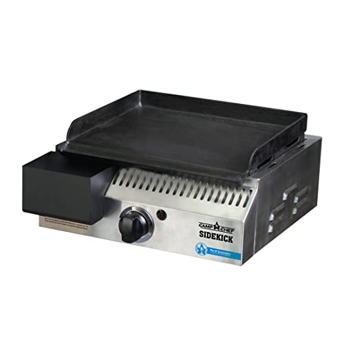 Camp Chef Sidekick Grill Accessory, Flat Top Griddle included, 14' cooking system compatible, Stainless/Black