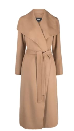 Mackage Women's Mai Solid Tan Wool Belted Coat (US, Alpha, X-Small, Regular, Regular, TAN)