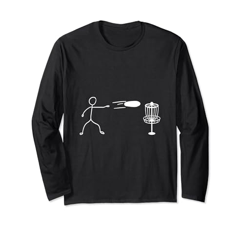 Funny Golf Disk Stickman Throwing Golf Disk Golfer Vintage Long Sleeve T-Shirt
