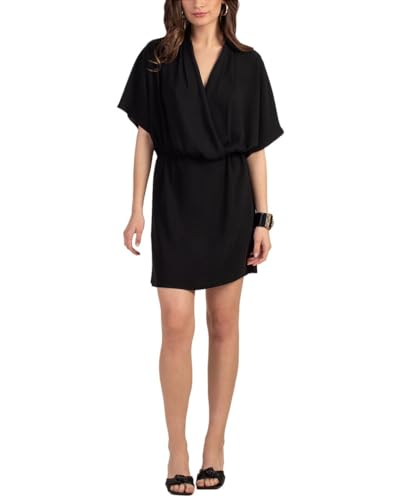 Trina Turk Women's Surplice Blouson Dress, Black